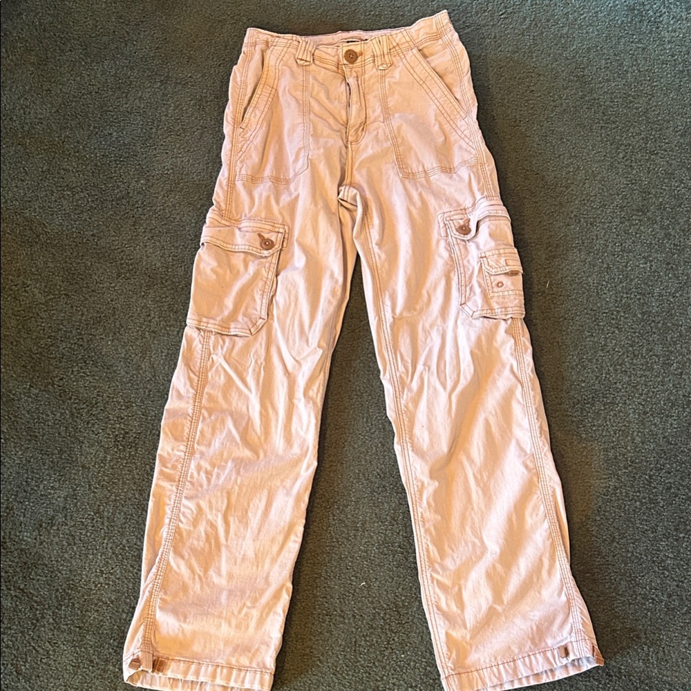Cream Utility Cargo Pants with Flap Pockets
